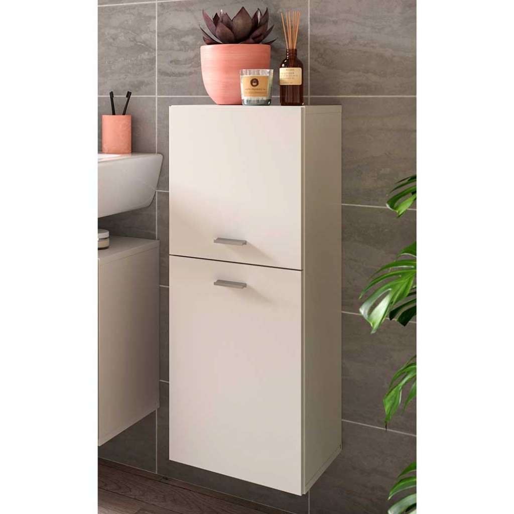 Badezimmerschrank Badschrank mit Holzwerkstoff Türen und Kunststoffgriffen