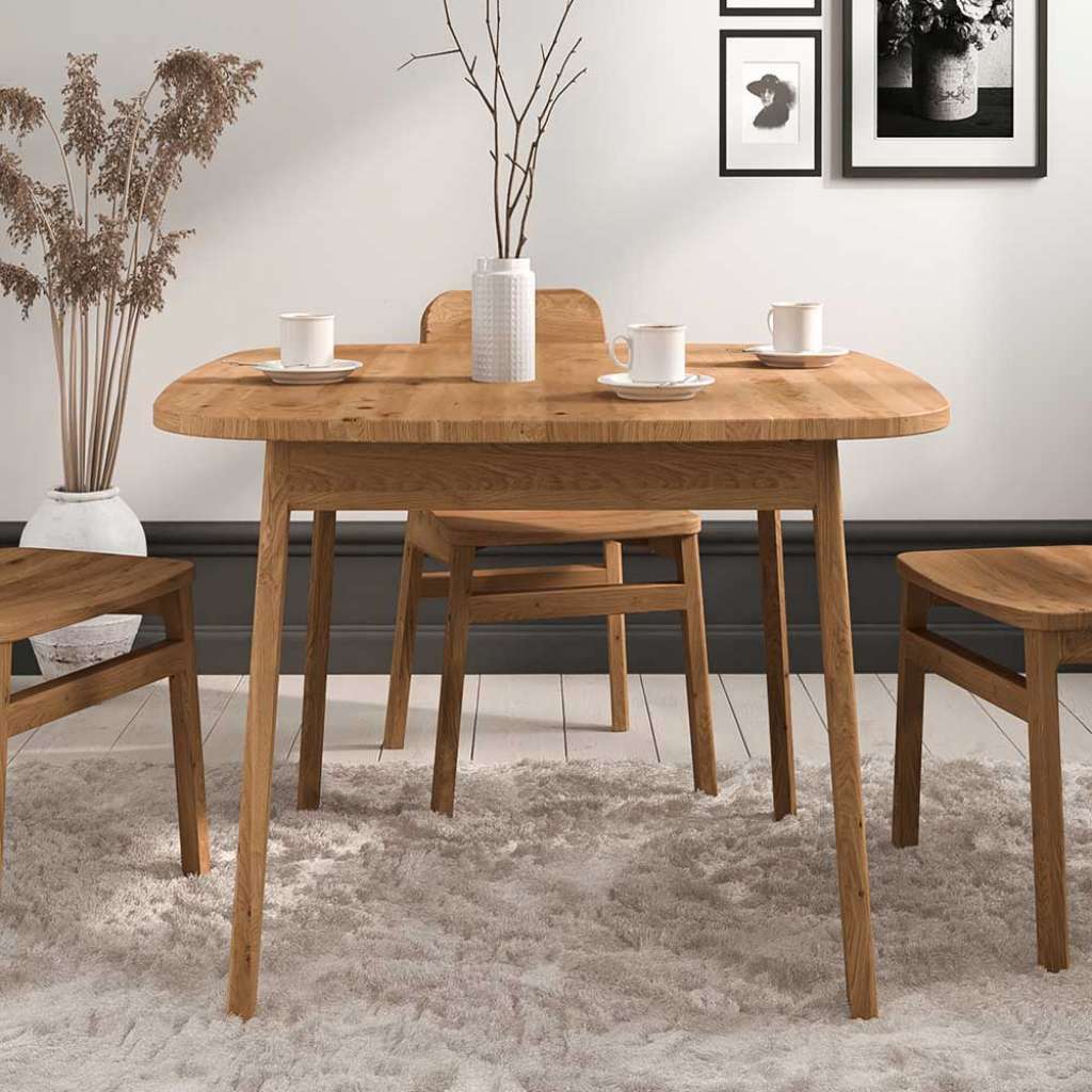 Esstisch Tisch Massivholz aus Wildeiche Massivholz mit Vierfußgestell