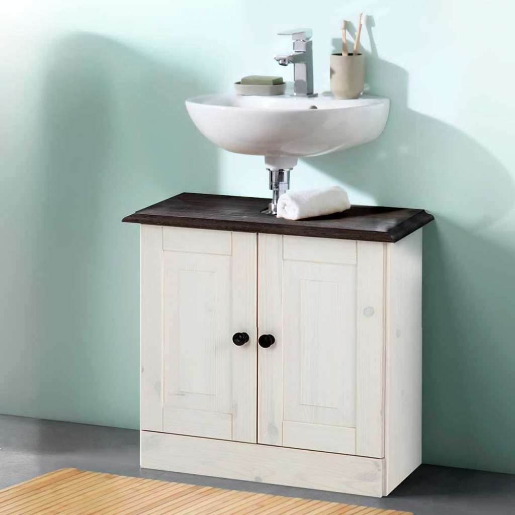 Waschtischunterschrank Waschbeckenunterschrank in Weiß und Dunkelbraun