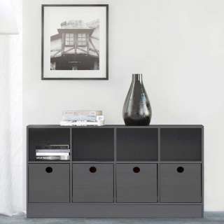 Kommode Sideboard in Grau mit offenen Fächern