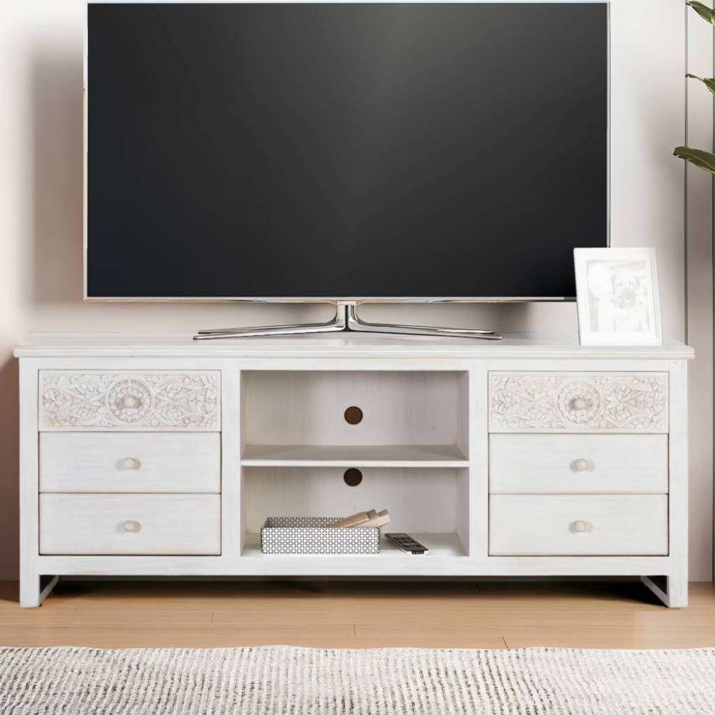 TV Lowboard Fernsehboard mit Schubladen und einem offenen Gerätefach