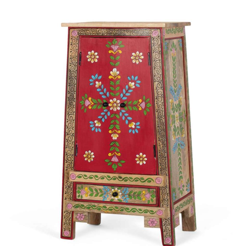 Kommode Wohnzimmerschrank mit einer Schublade und Blumen Motiv