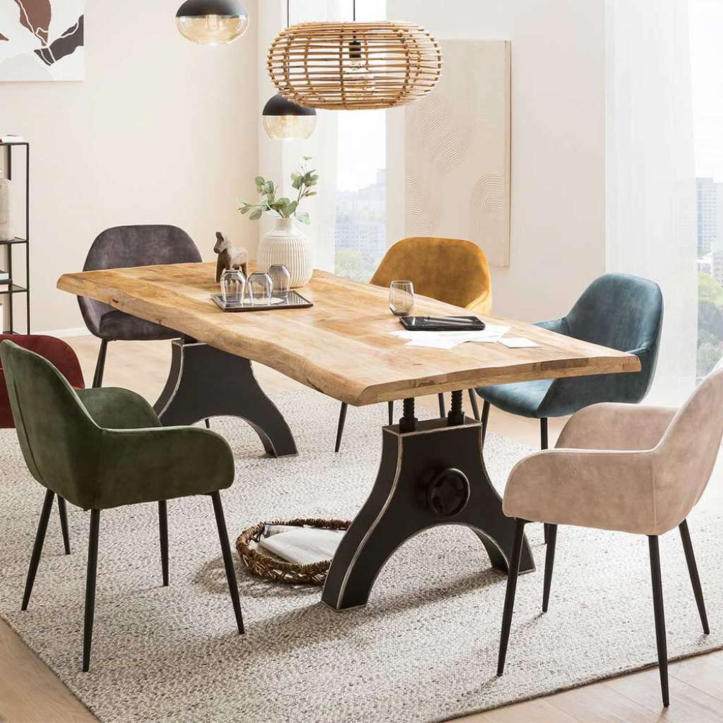 Tisch Massivholz Esszimmertisch aus Mangobaum Massivholz im Industry und Loft Stil