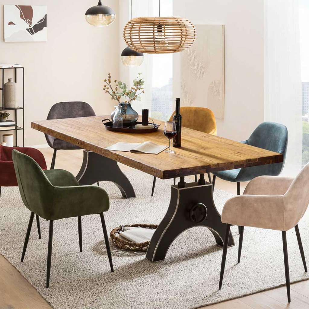 Esstisch Holztisch aus Massivholz und Metall