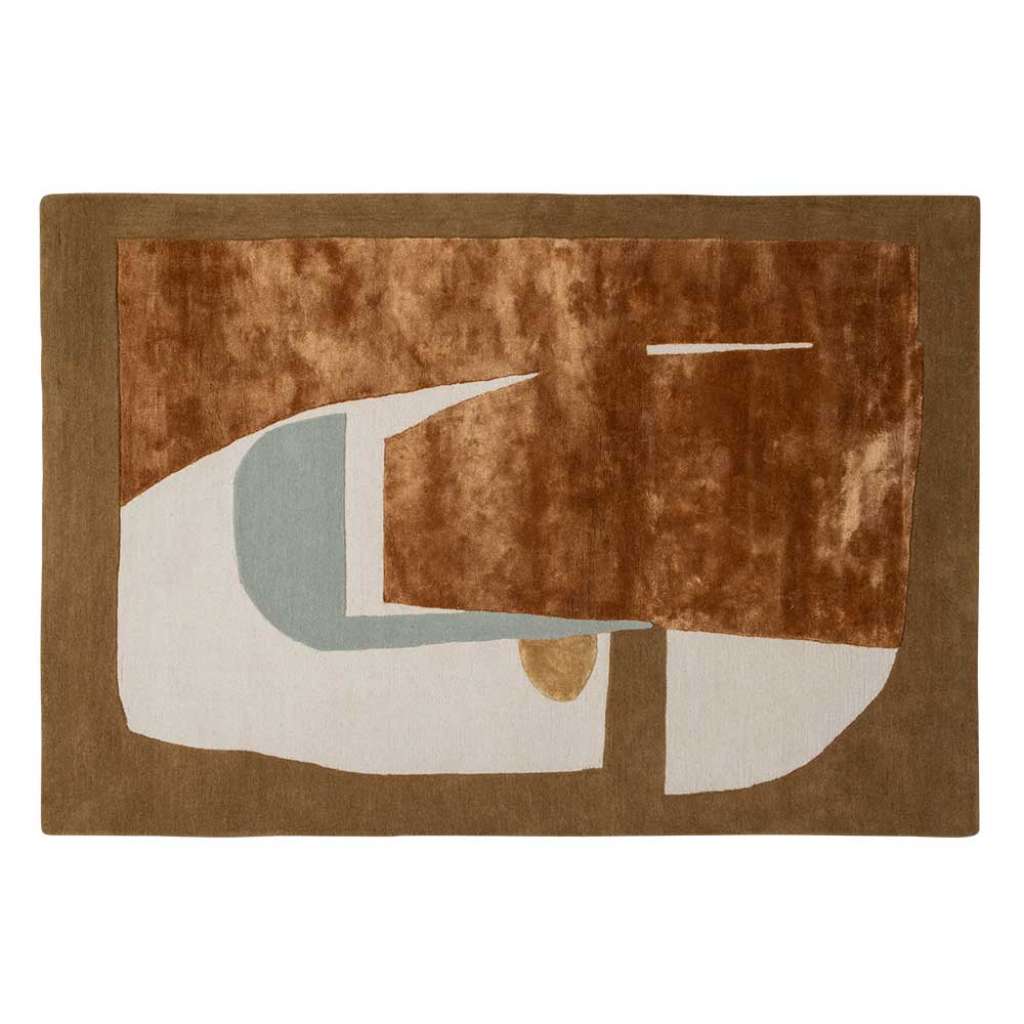 Kurzflorteppich Wollteppich mit abstraktem Muster in Mehrfarbig