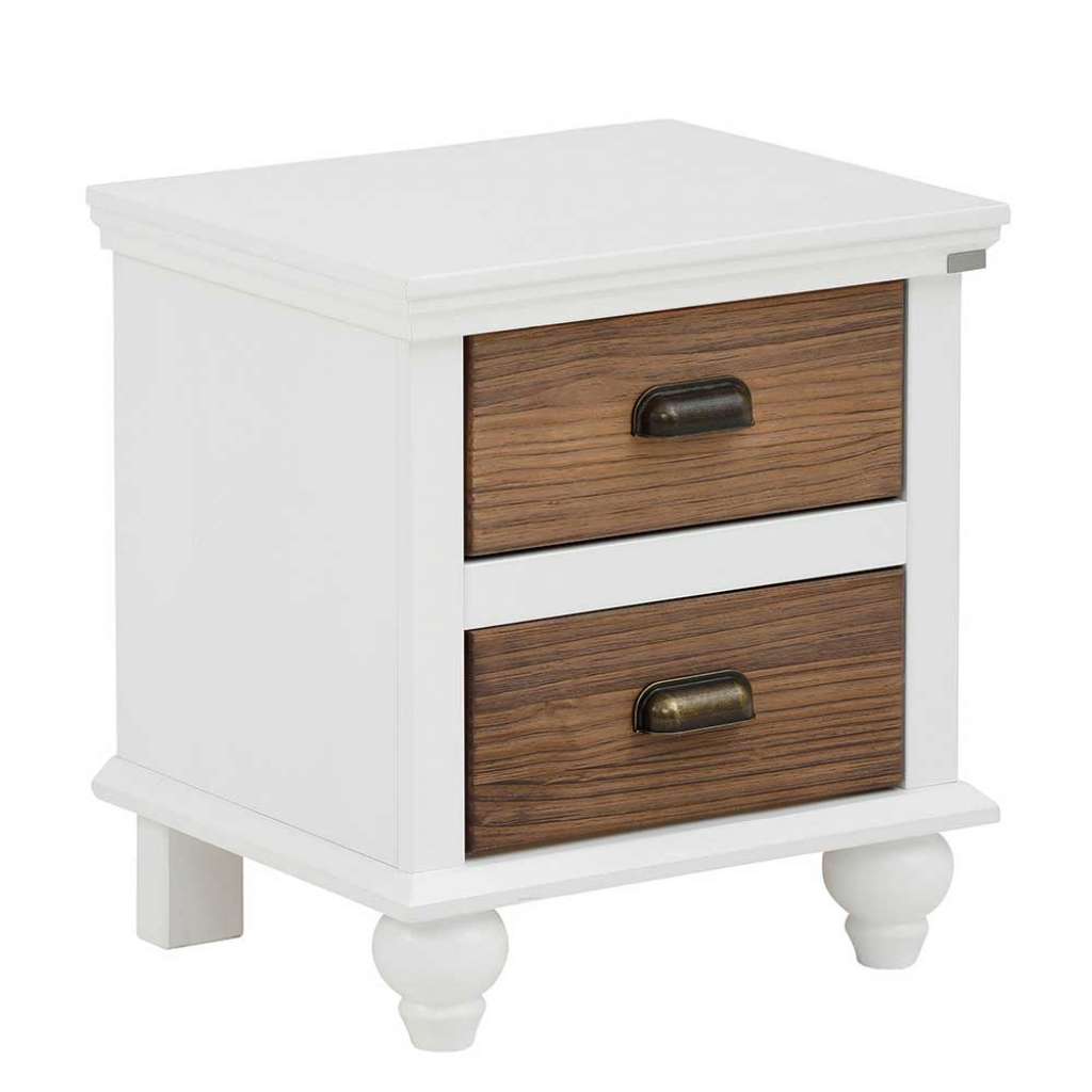 Nachttisch Nachtschrank in Weiß mit zwei Schubladen