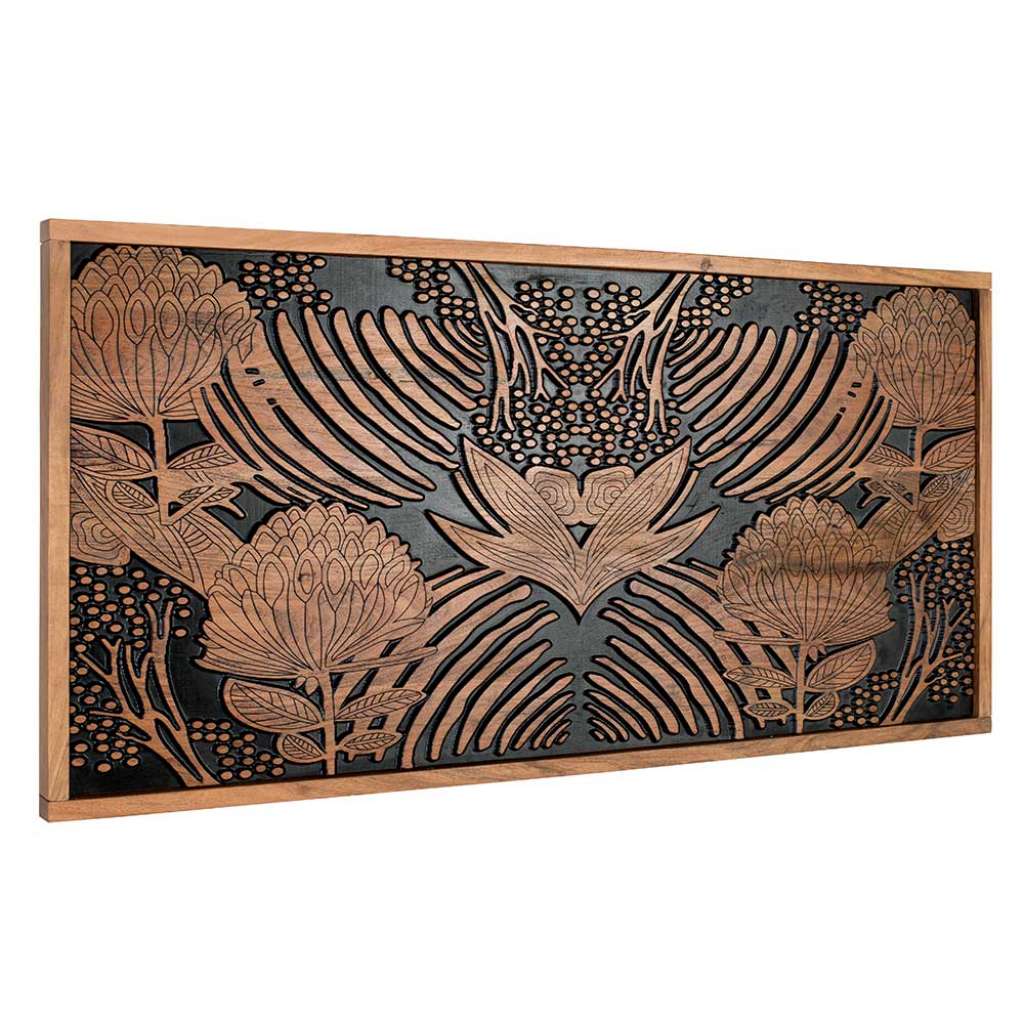 Wandbild Wanddeko aus Massivholz in Schwarz