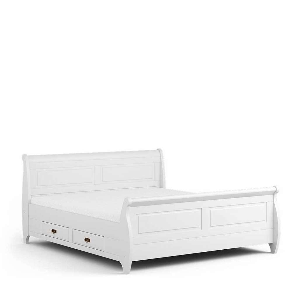 Doppelbett Bettgestell in Weiß im Landhausstil