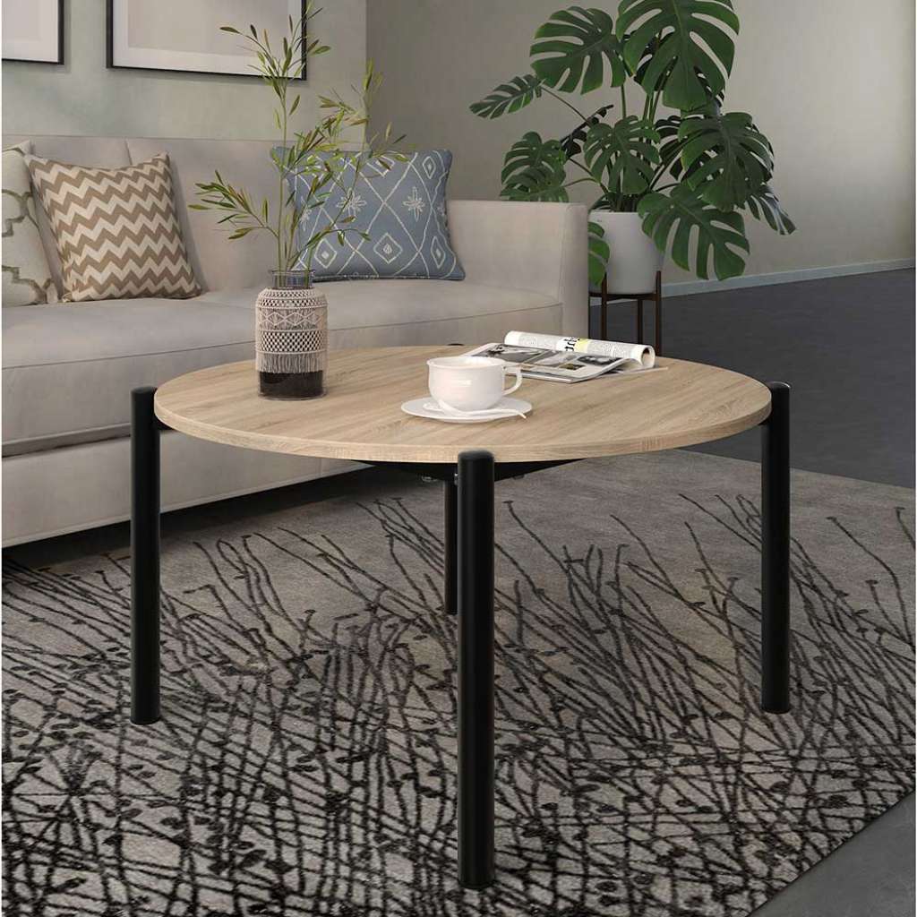 Couchtisch Sofatisch in runder Form mit Vierfußgestell