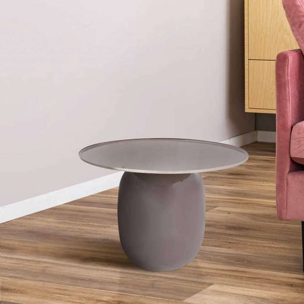 Beistelltisch in Grau Metall Oberfläche