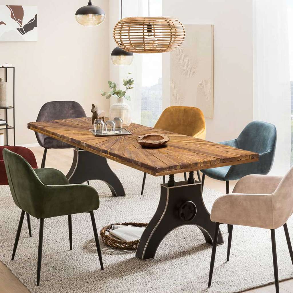 Tisch Esszimmer Echtholztisch aus Massivholz mit Massivholzplatte