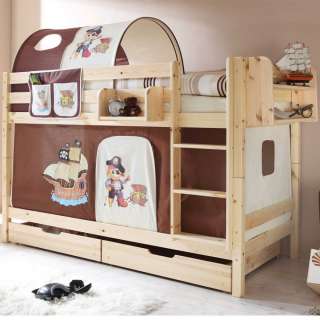 Kinder-Etagenbett aus Kiefer Massivholz Piraten Design