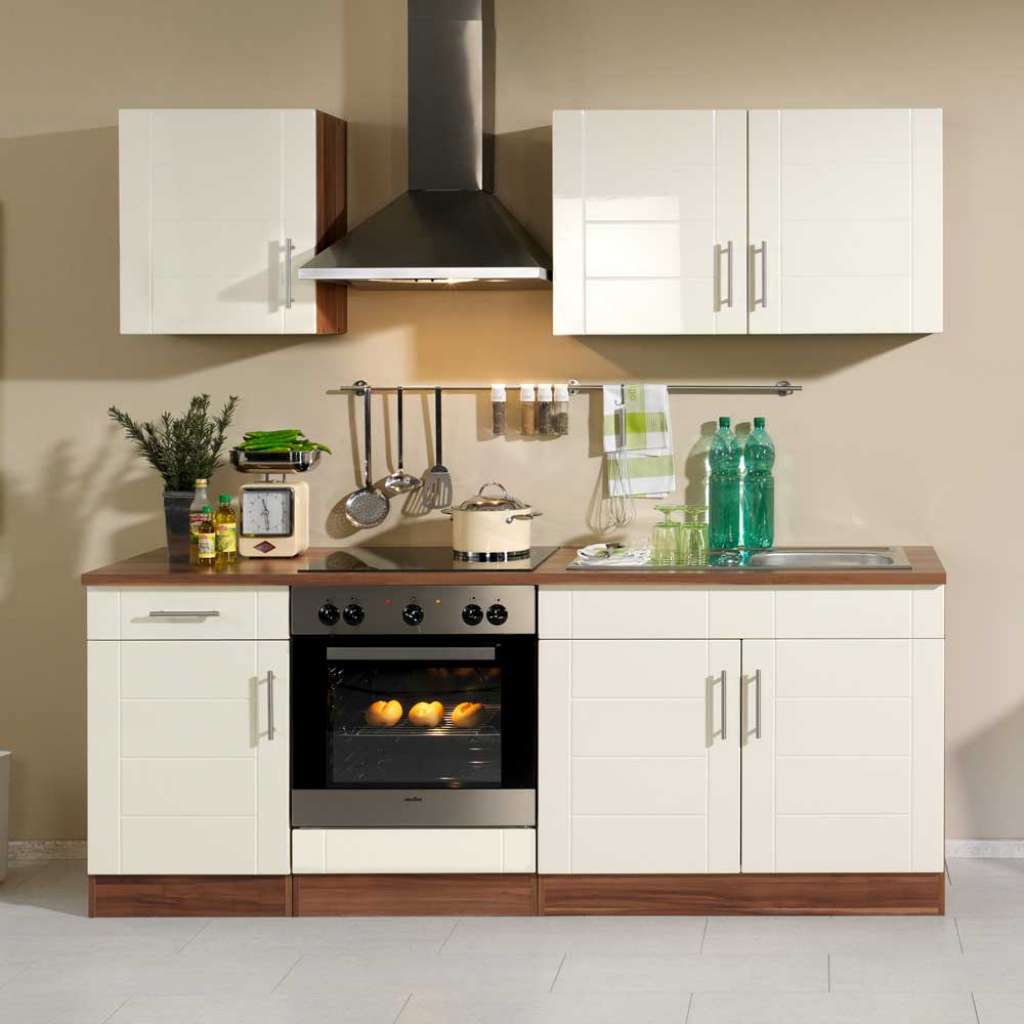 Küchenblock in Creme Nussbaum klein (5-teilig)