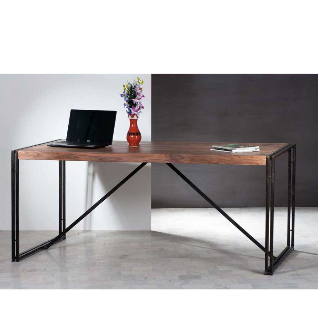 Schreibtisch in Schwarz-Sheeshamfarben Used Look