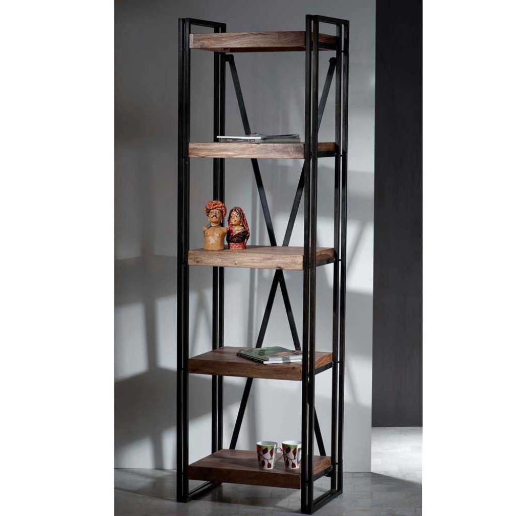 Standregal aus Sheesham Massivholz Alteisen