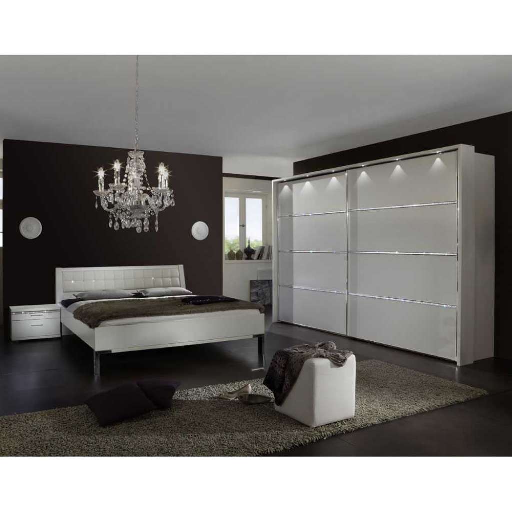 komplett Schlafzimmer in Weiß Strass (4-teilig)