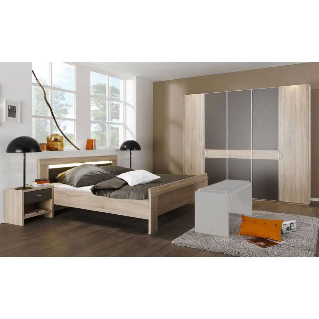 Schlafzimmer Komplettset in Eichefarben 180x200cm (4-teilig)