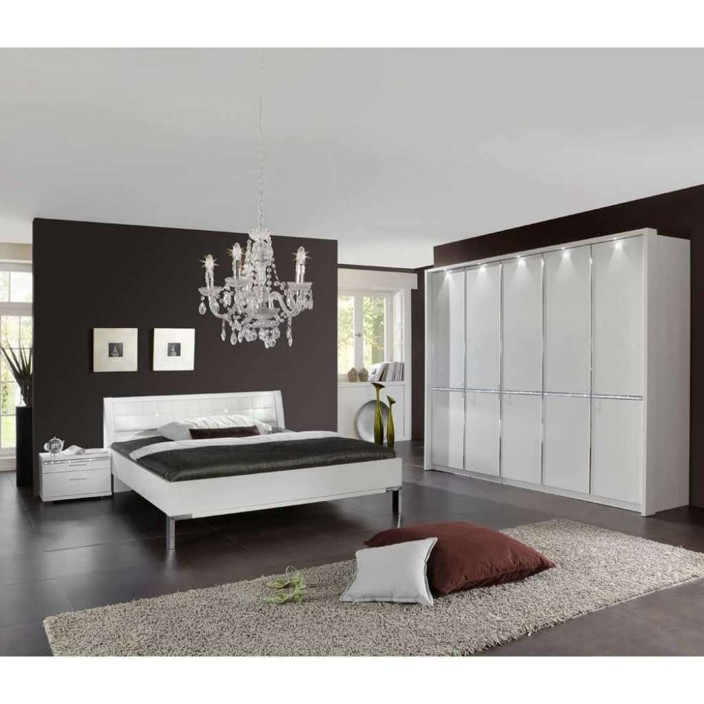 Schlafzimmer Komplettset in Weiß Strass (4-teilig)