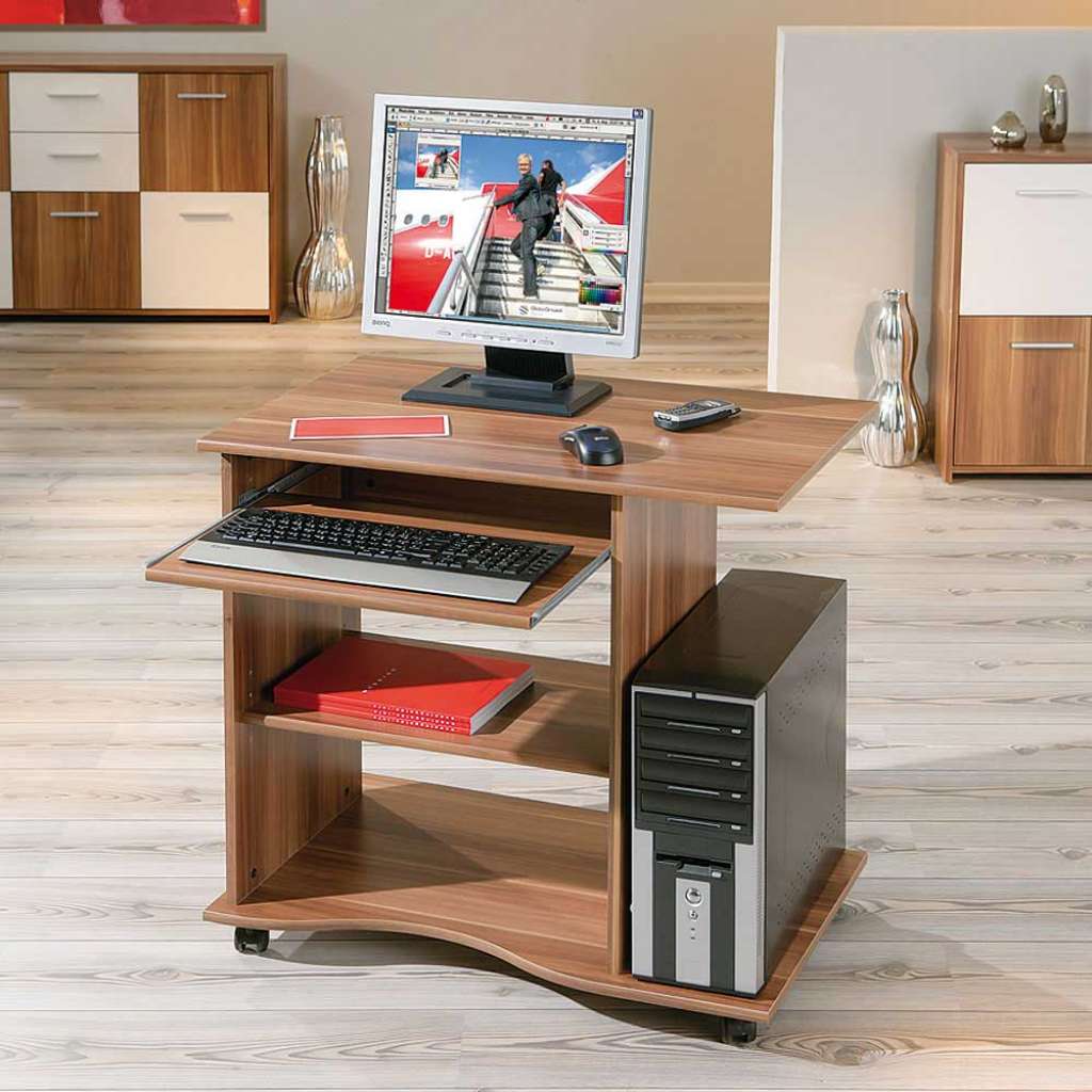 Computer-Schreibtisch in Walnuss Dekor Rollbar
