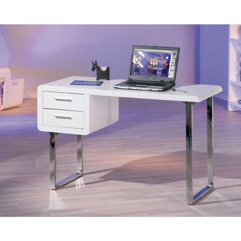 PC-Tisch in Weiß Hochglanz modern