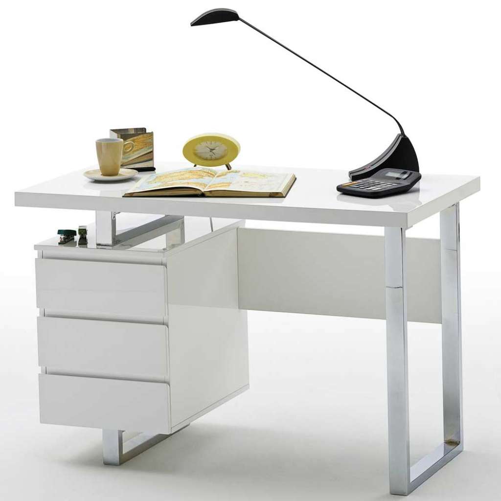 Bürotisch in Hochglanz Weiß MDF