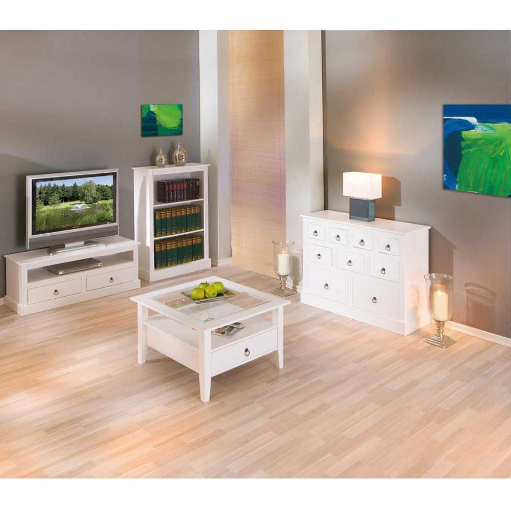 komplett Wohnzimmer in Weiß (4-teilig)