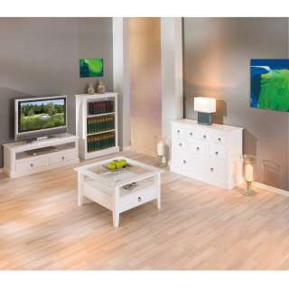komplett Wohnzimmer in Weiß (4-teilig)