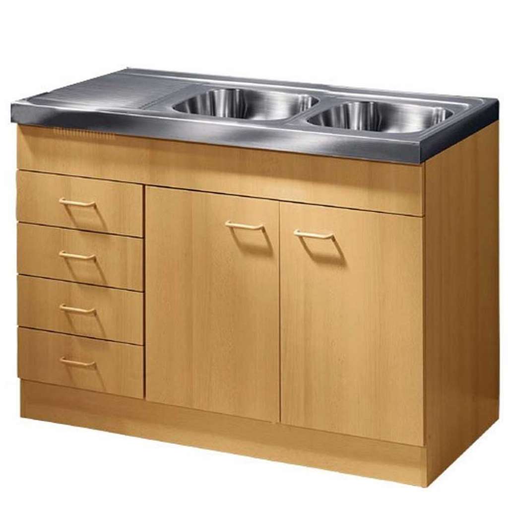 Spülschrank in Buche Dekor Zwei Becken