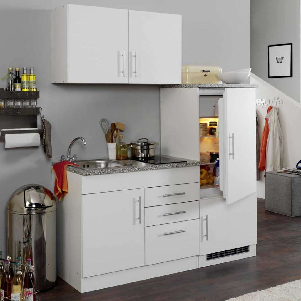 Miniküche in Weiß Kühlschrank (4-teilig)
