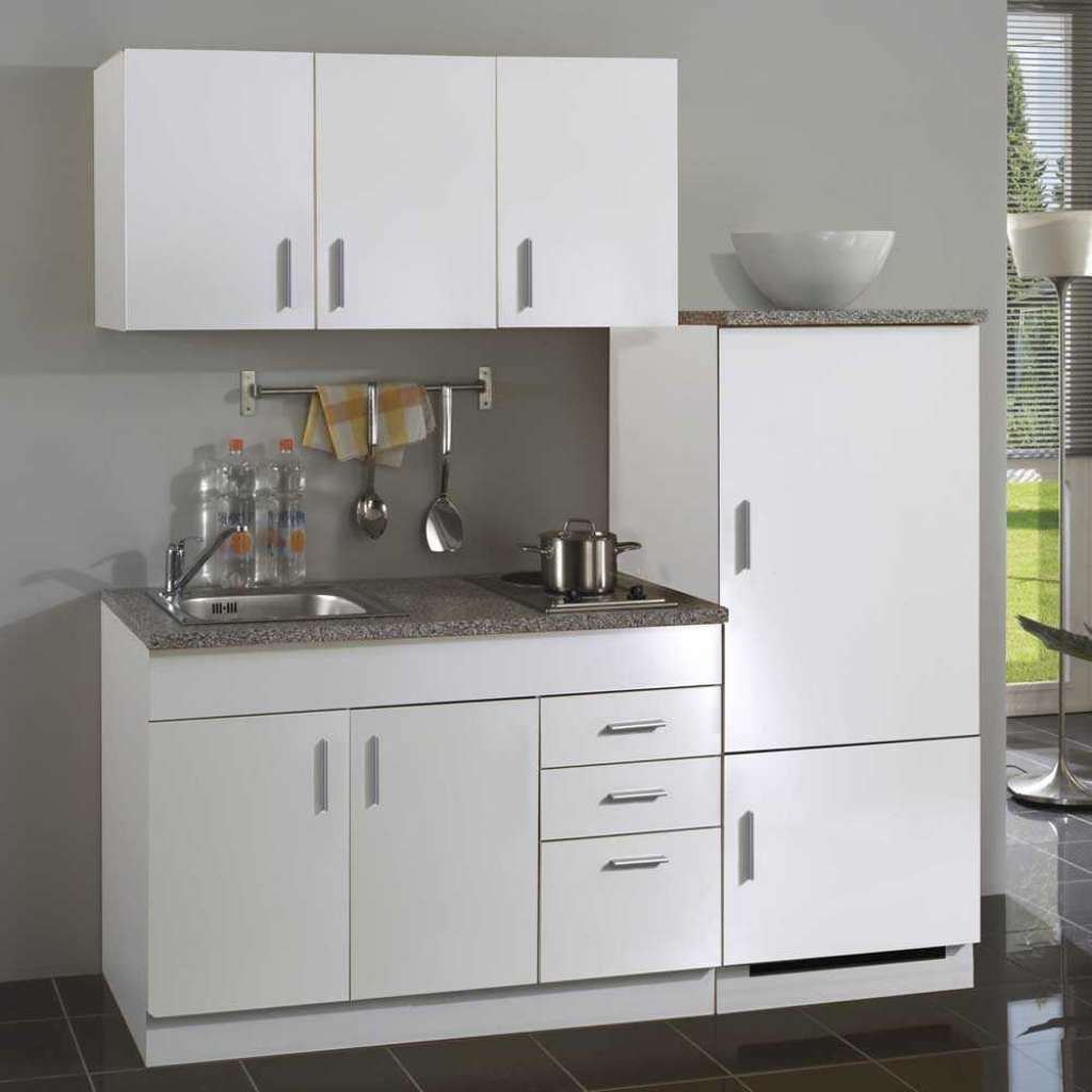 Büroküche komplett in Weiß Kühlschrank (4-teilig)