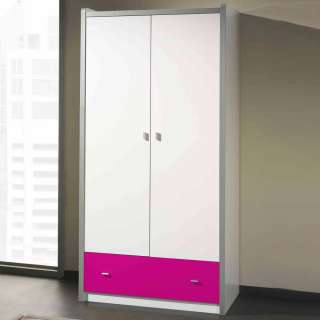 Kinderkleiderschrank in Weiß-Pink Pink