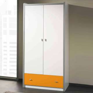 Kleiderschrank in Weiß-Orange Gelb