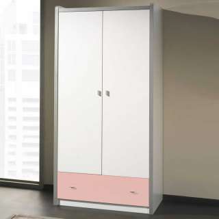 Drehtürenschrank in Weiß-Rosa Weiß