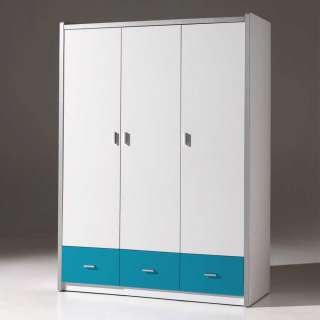 Jugendzimmer-Schrank in Weiß-Blau Weiß