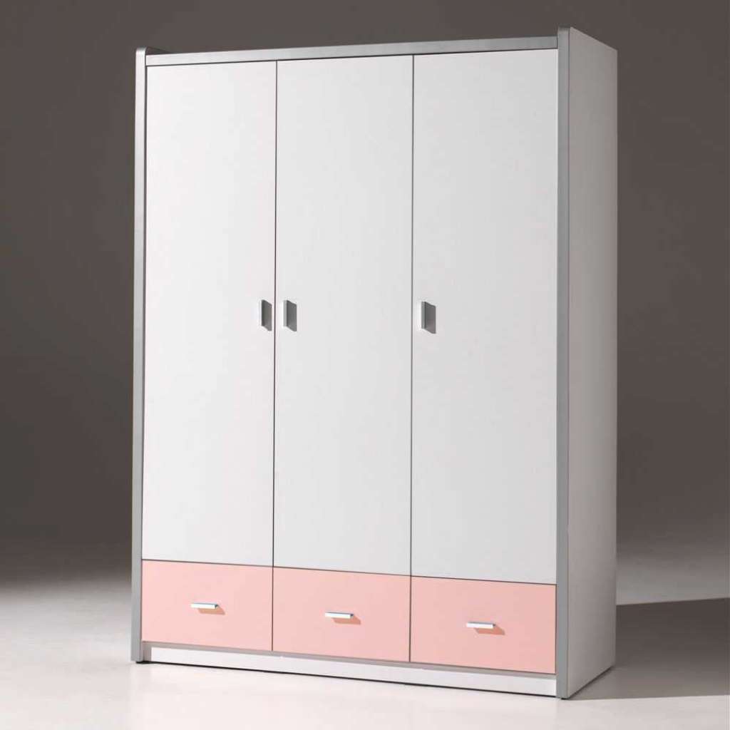 Kinder-Kleiderschrank in Weiß-Rosa Weiß