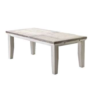 Esstisch aus weißem Kieferholz Weiß-Beige