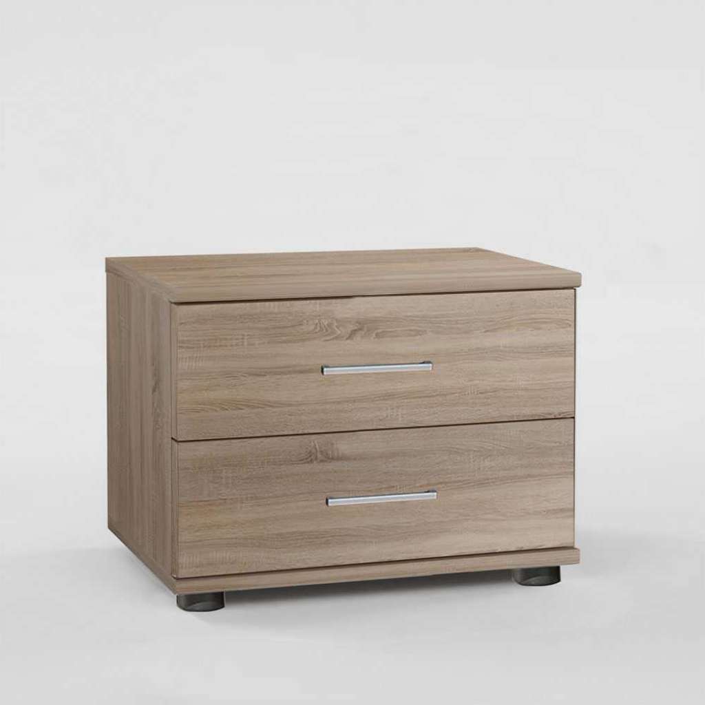 Nachtschrank in Eichefarben 2 Schubladen (2er Set)