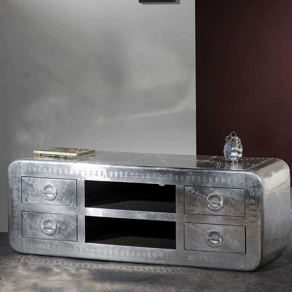 TV-Lowboard in Silber Industry Style