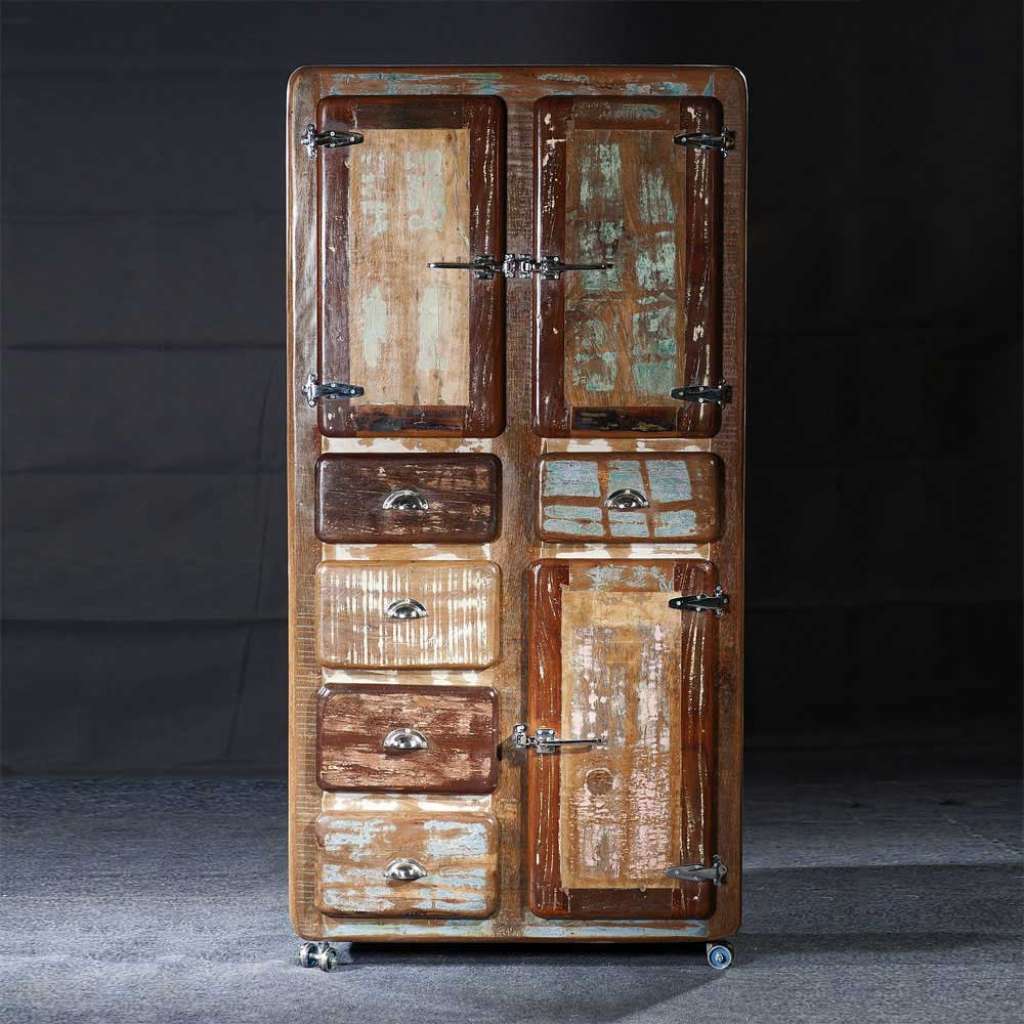 Vitrinenschrank aus Massivholz Shabby Chic