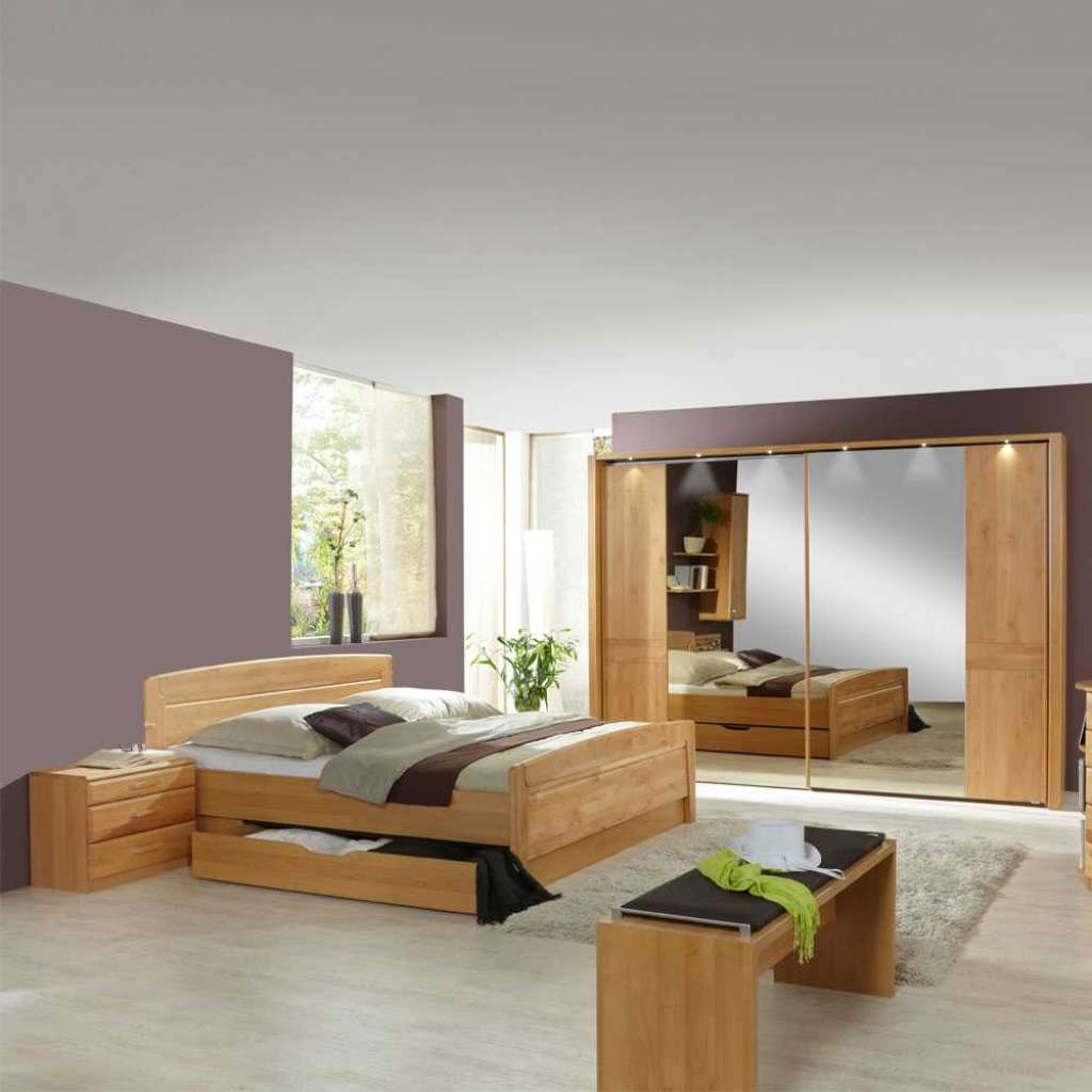 Schlafzimmer Einrichtung aus Erle LED Beleuchtung (4-teilig)