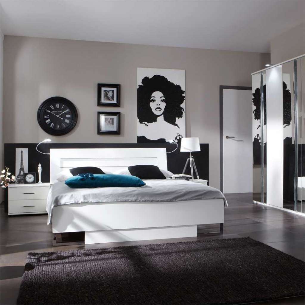Schlafzimmer Komplettset in Weiß Chrom glänzend (4-teilig)