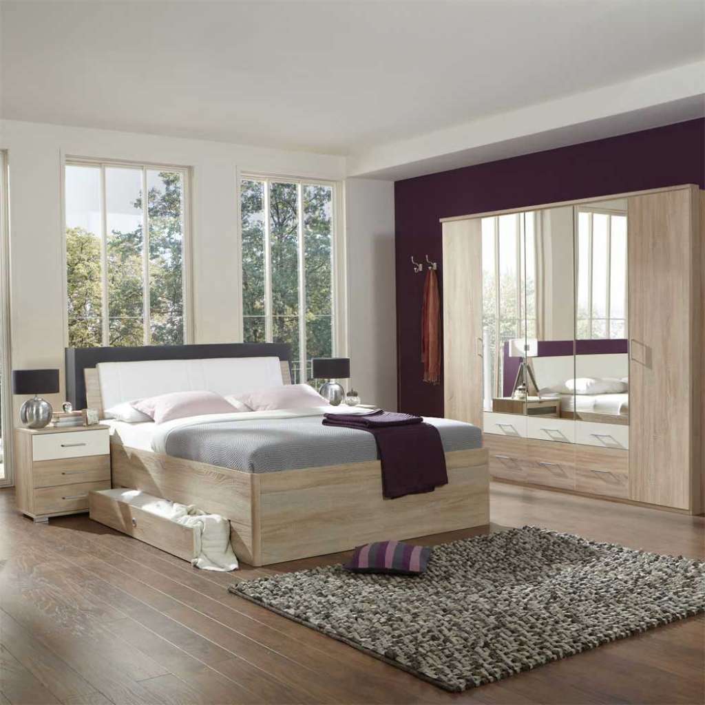 Schlafzimmer Einrichtung in Eiche Montana Weiß (4-teilig)