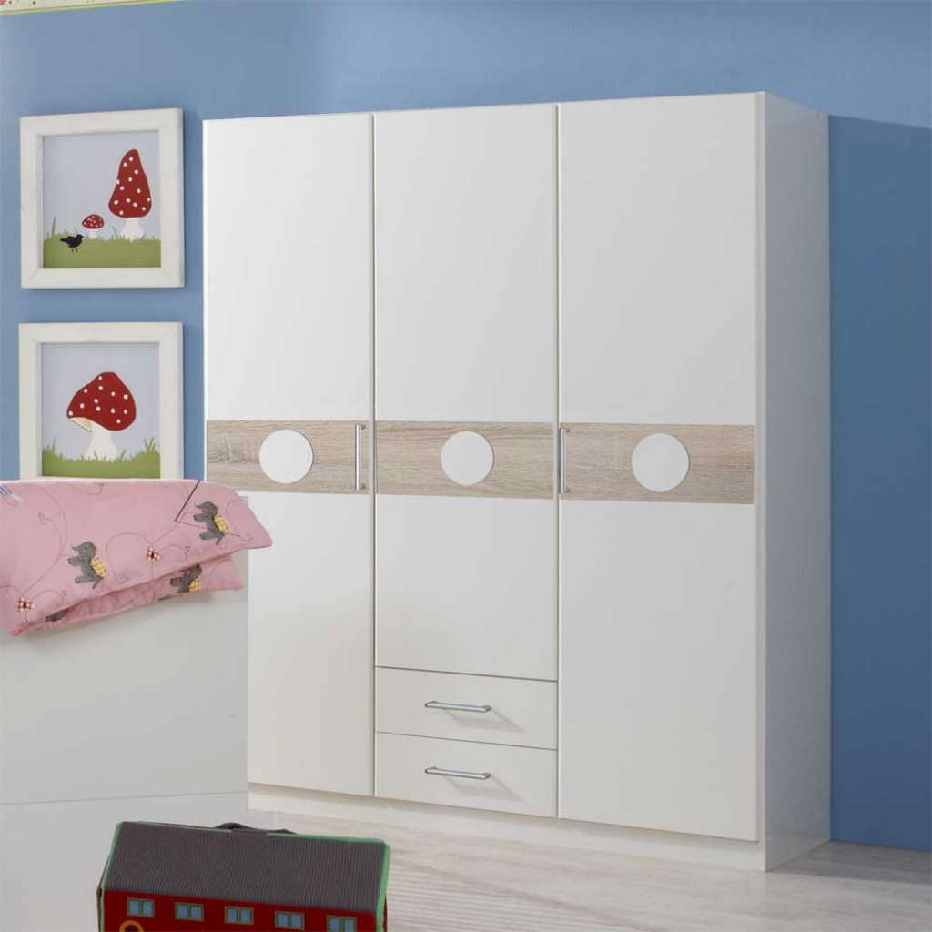 Babyzimmer Kleiderschrank in Weiß 3 türig