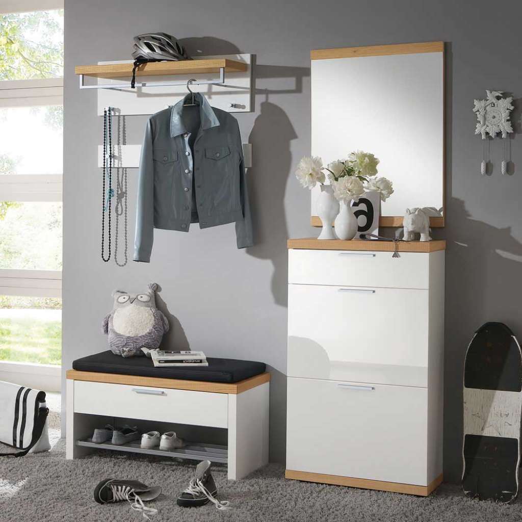 Flurmöbel Set mit Bank Eiche furniert (6-teilig)