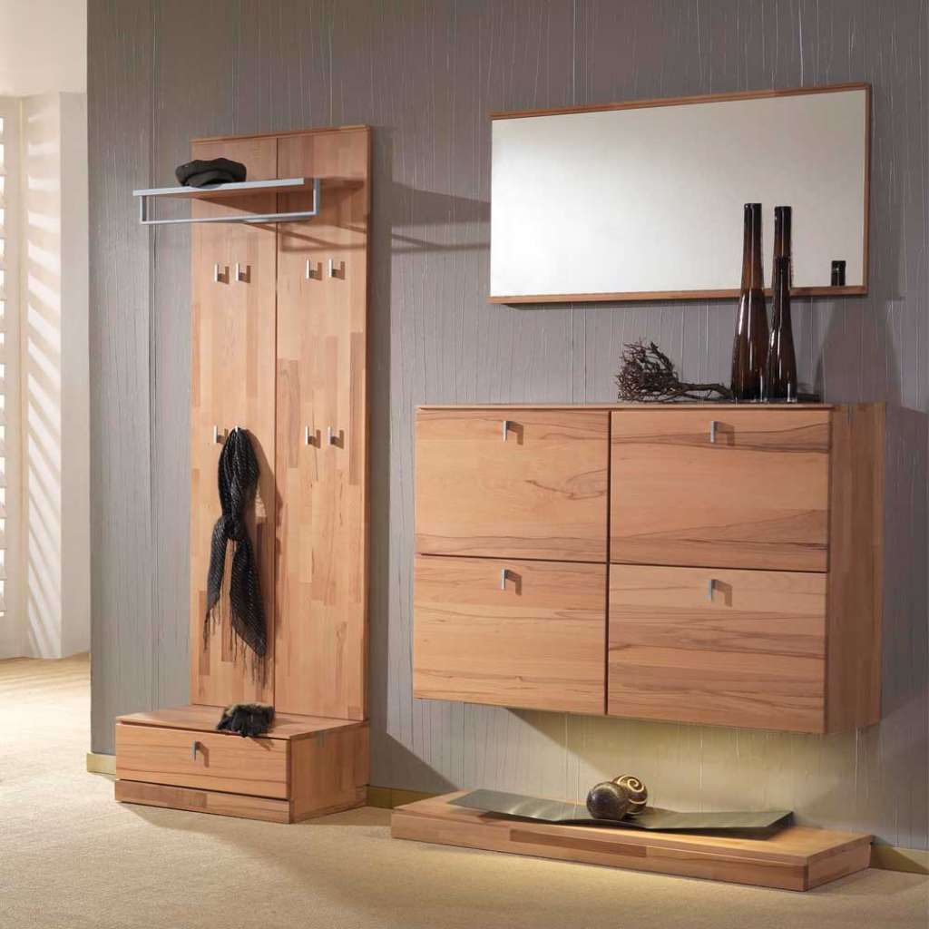 Garderobenmöbel Set aus Kernbuche Massivholz Hängeschuhschrank (4-teilig)
