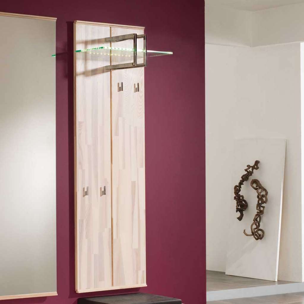 Garderobe mit Glasablage Kernesche Massivholz