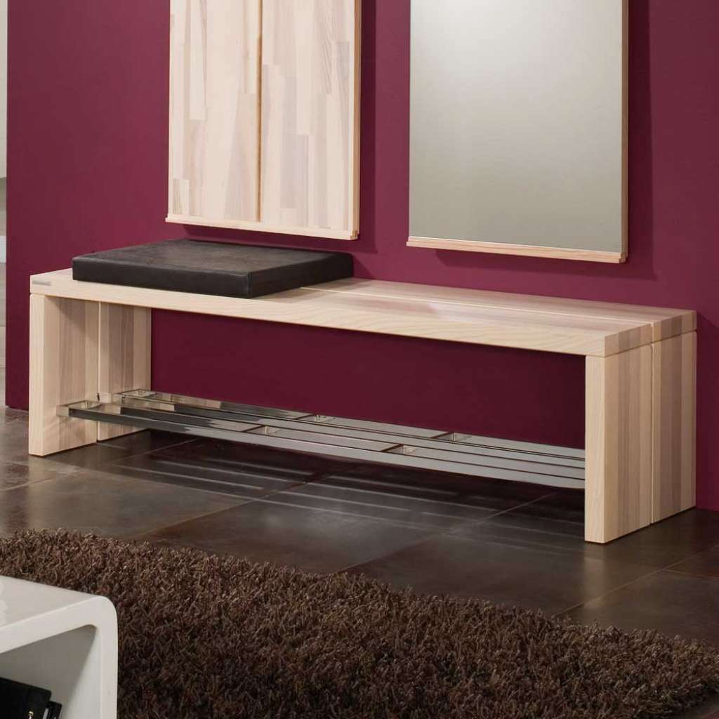 Schuhbank mit Sitzkissen Kernesche Massivholz