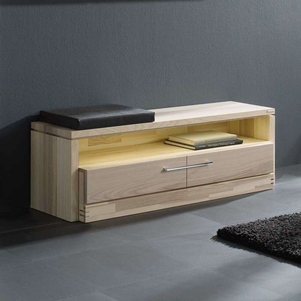 Sitzbank aus Kernesche Massivholz mit Beleuchtung