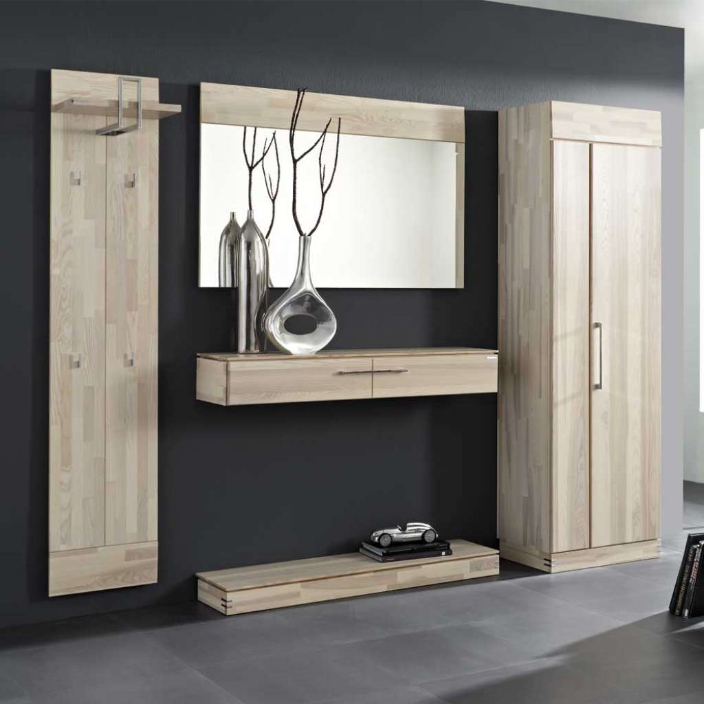 Garderobenmöbel Set aus Kernesche Massivholz modern (5-teilig)