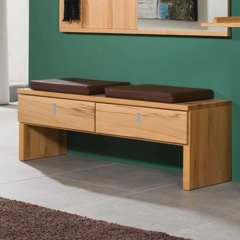 Garderobenbank mit Schubladen Kernbuche Massivholz